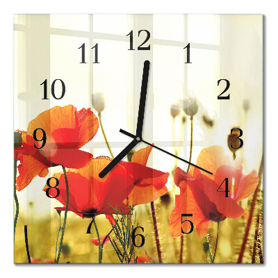 Quadrato orologio da parete Papaveri
