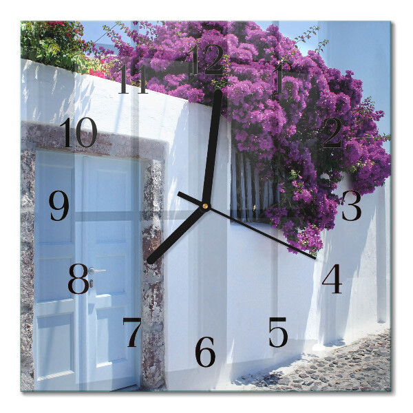 Quadrato orologio in vetro decorativo Fiori da interno