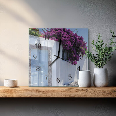 Quadrato orologio in vetro decorativo Fiori da interno