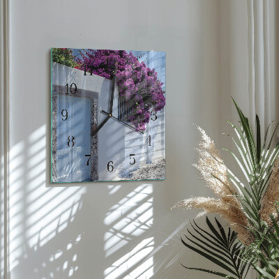 Quadrato orologio in vetro decorativo Fiori da interno