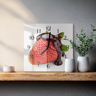 Quadrato orologio in vetro decorativo Cioccolato alla fragola
