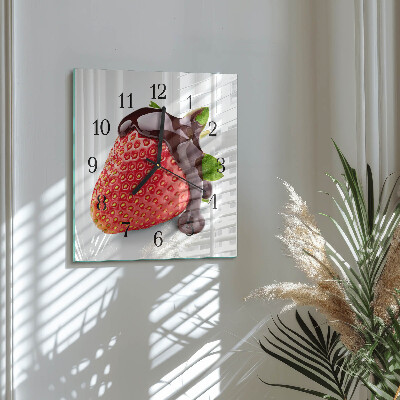 Quadrato orologio in vetro decorativo Cioccolato alla fragola