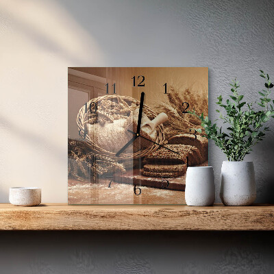 Quadrato orologio in vetro decorativo Pane