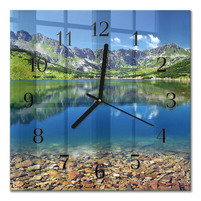 Orologio quadrato in vetro Lago di montagna