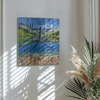 Orologio quadrato in vetro Lago di montagna