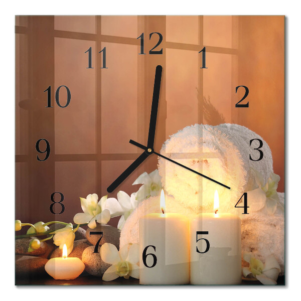 Quadrato orologio da parete Candele da spa
