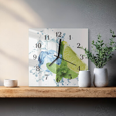 Quadrato orologio da parete Lime e menta
