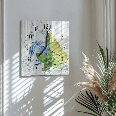 Quadrato orologio da parete Lime e menta