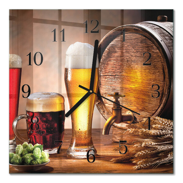 Quadrato orologio in vetro decorativo Un barile di birra