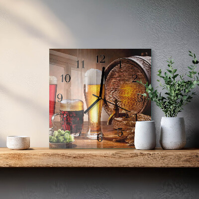 Quadrato orologio in vetro decorativo Un barile di birra
