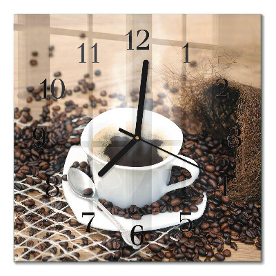 Orologio quadrato in vetro Una tazza di caffè