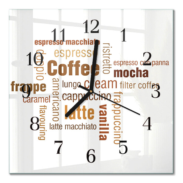 Quadrato orologio da parete Caffè