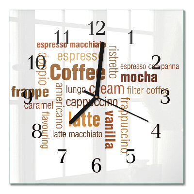 Quadrato orologio da parete Caffè