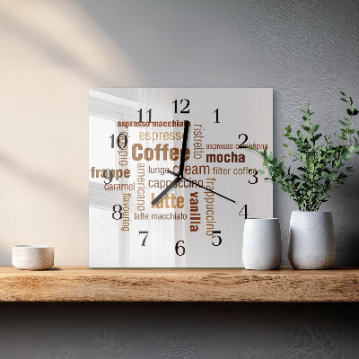 Quadrato orologio da parete Caffè