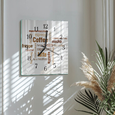 Quadrato orologio da parete Caffè