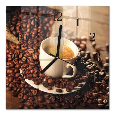 Quadrato orologio in vetro decorativo Una tazza di caffè