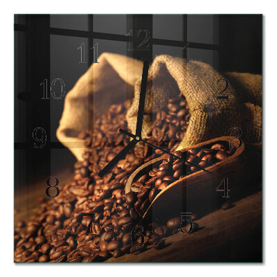Quadrato orologio da parete Chicchi di caffè