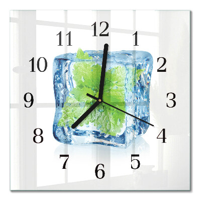 Quadrato orologio in vetro decorativo Menta ghiacciata