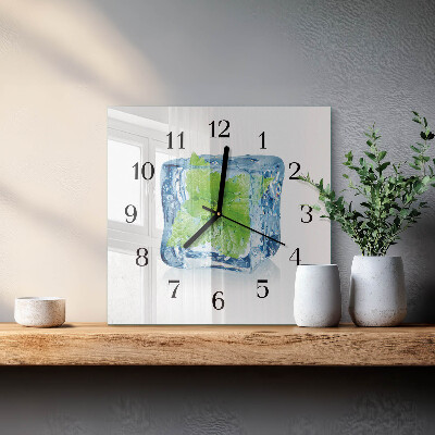 Quadrato orologio in vetro decorativo Menta ghiacciata