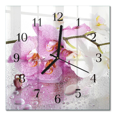 Orologio quadrato in vetro Orchidea