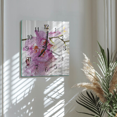 Orologio quadrato in vetro Orchidea