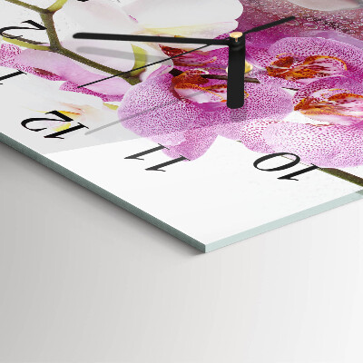 Orologio quadrato in vetro Orchidea