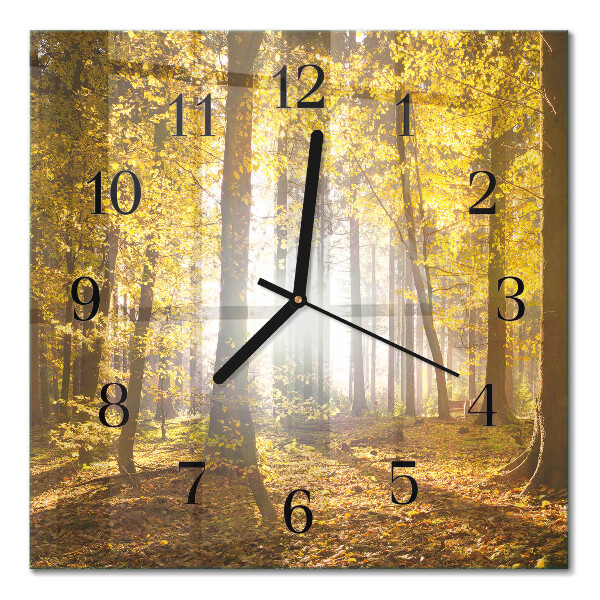 Quadrato orologio in vetro decorativo Autunno nella foresta