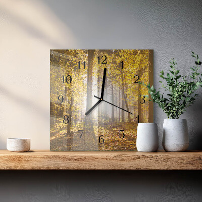 Quadrato orologio in vetro decorativo Autunno nella foresta