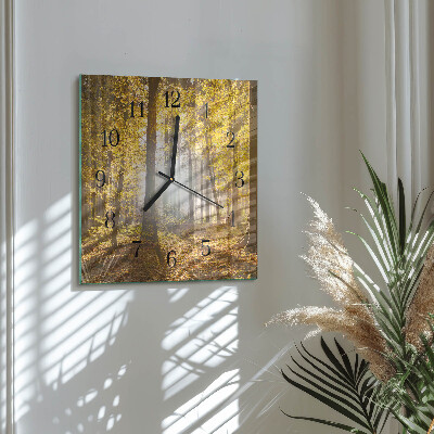 Quadrato orologio in vetro decorativo Autunno nella foresta