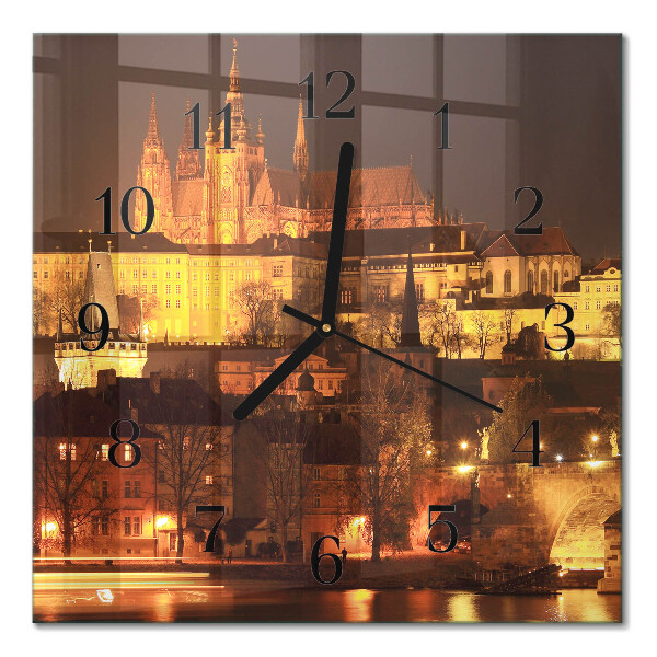 Quadrato orologio in vetro decorativo Praga
