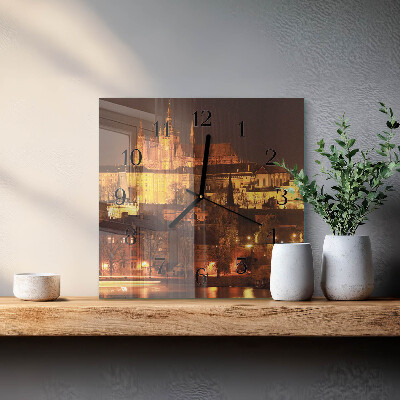 Quadrato orologio in vetro decorativo Praga