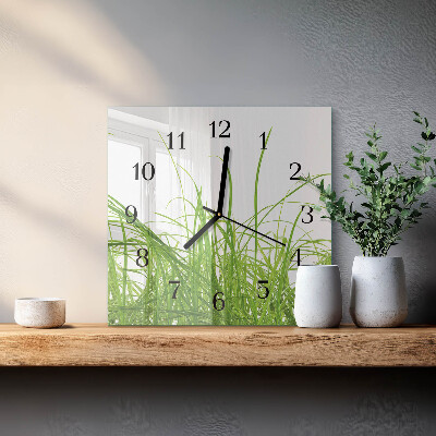 Quadrato orologio in vetro decorativo Erba