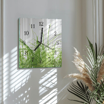 Quadrato orologio in vetro decorativo Erba