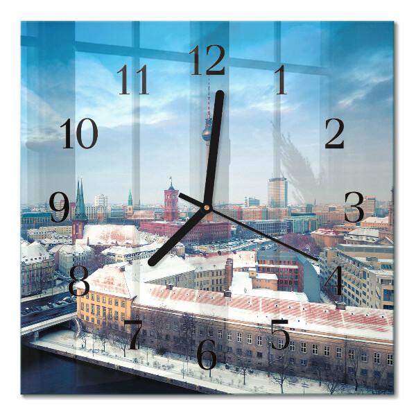 Orologio quadrato in vetro Città invernale