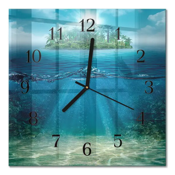 Quadrato orologio in vetro decorativo Fondale marino