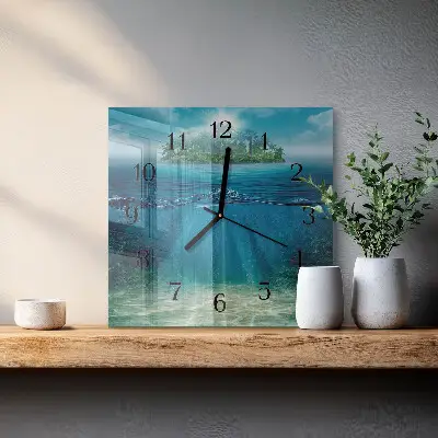 Quadrato orologio in vetro decorativo Fondale marino