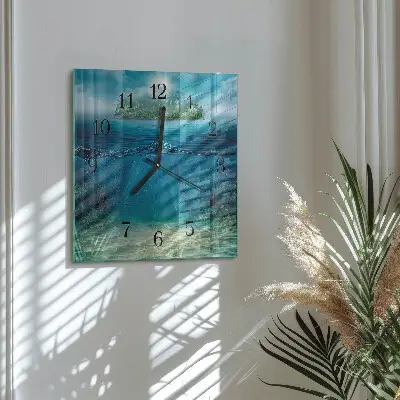 Quadrato orologio in vetro decorativo Fondale marino