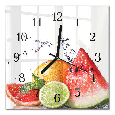 Quadrato orologio in vetro decorativo Frutta