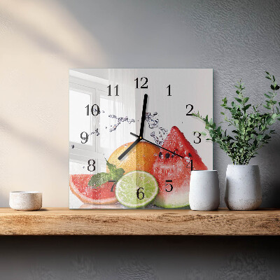 Quadrato orologio in vetro decorativo Frutta