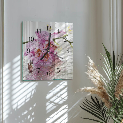 Quadrato orologio in vetro decorativo Orchidea