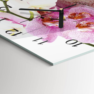 Quadrato orologio in vetro decorativo Orchidea
