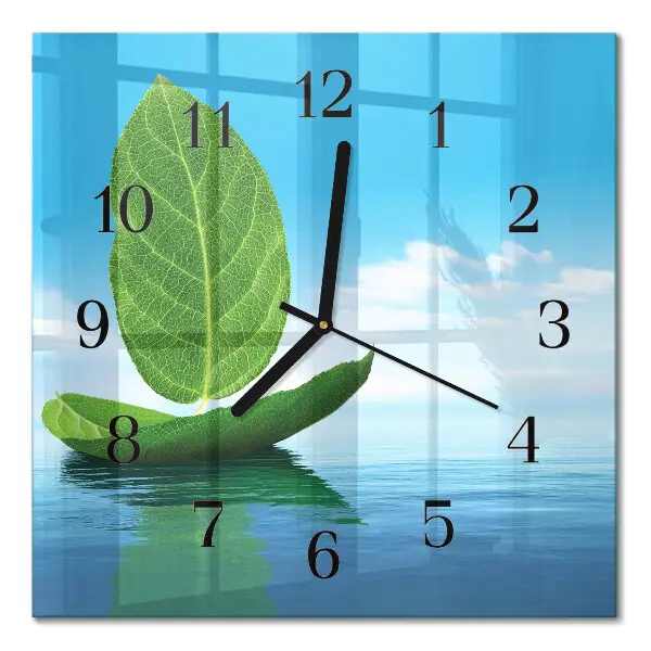 Quadrato orologio in vetro decorativo Foglie