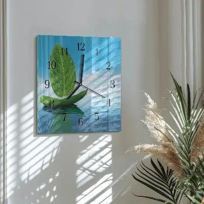 Quadrato orologio in vetro decorativo Foglie
