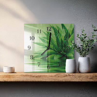 Quadrato orologio in vetro decorativo Aloe