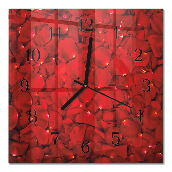 Quadrato orologio in vetro decorativo Petali di rosa