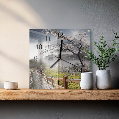 Quadrato orologio da parete Primavera