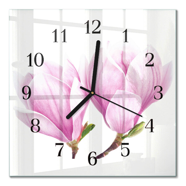 Quadrato orologio in vetro decorativo Magnolia