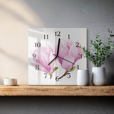 Quadrato orologio in vetro decorativo Magnolia