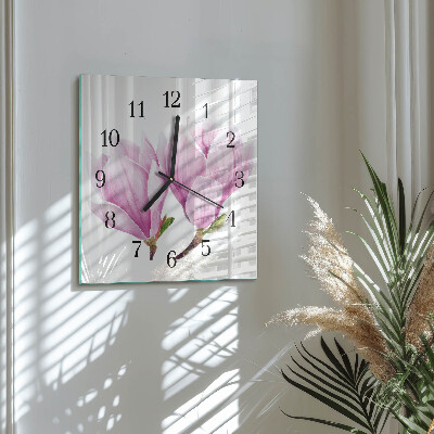 Quadrato orologio in vetro decorativo Magnolia