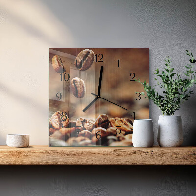 Quadrato orologio da parete Chicchi di caffè